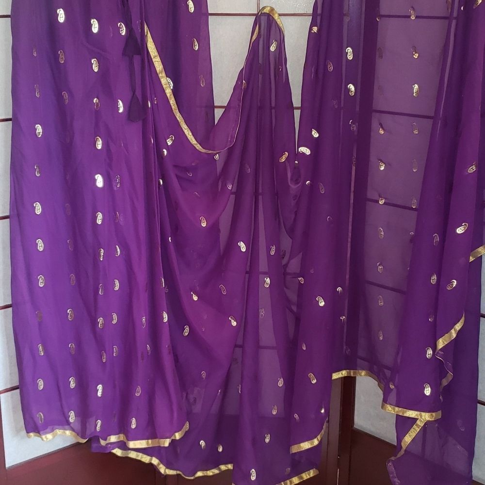 Beautiful Saree Purple & Gold Paisley Pattern  - Picture 3 of 8